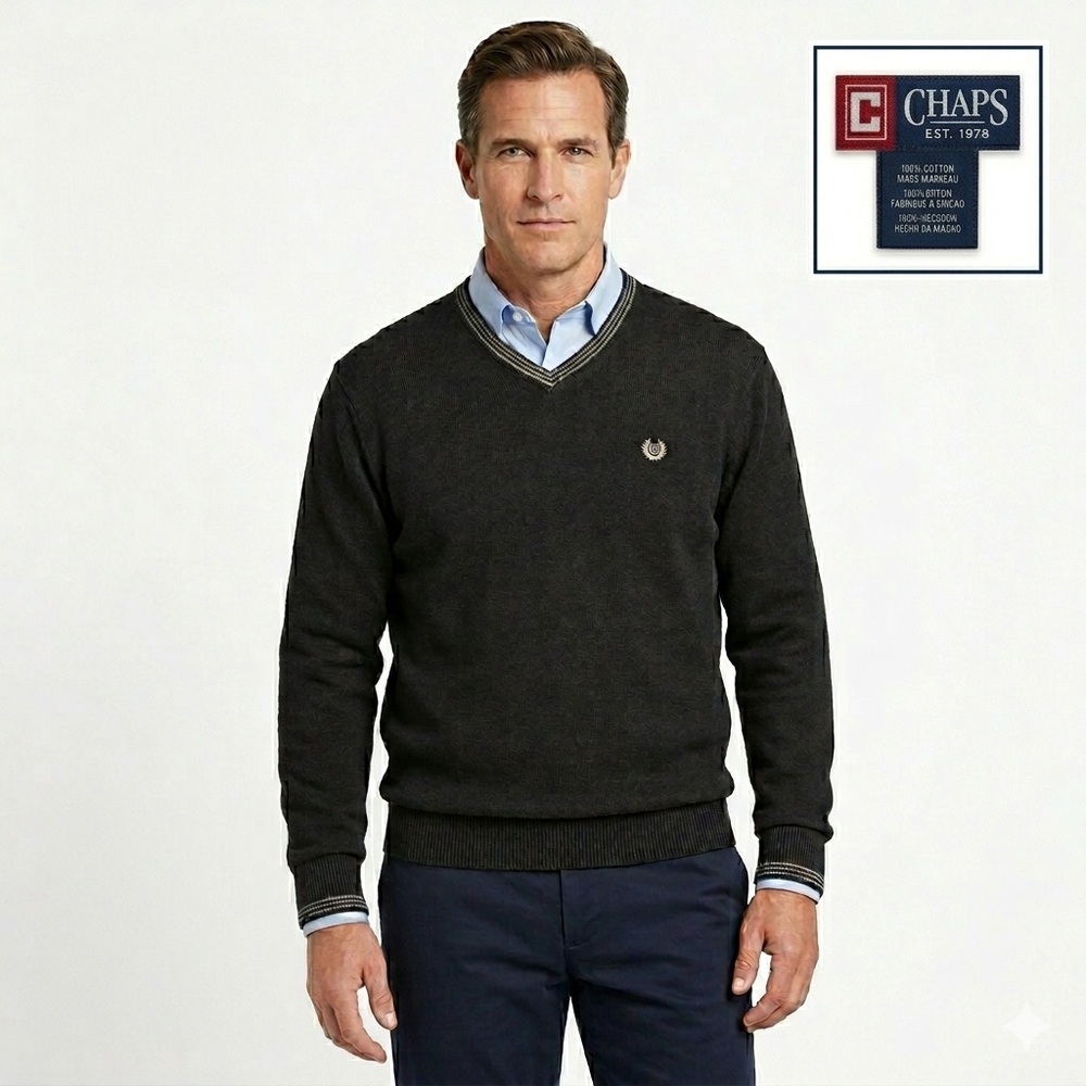 Chaps Men's black V-Neck Sweater size large
